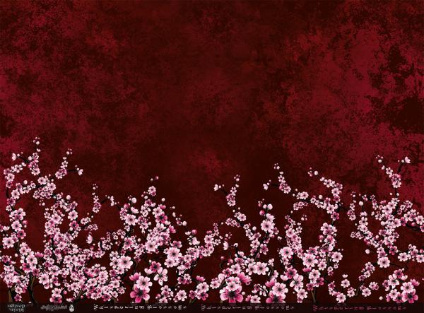 Bordüre Whispering Blossom rot - Meterware - Jersey